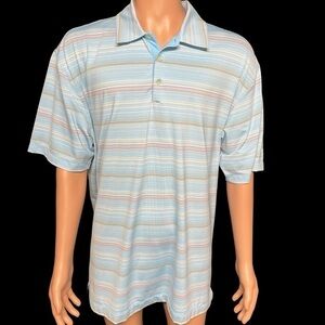 Nike Golf Men’s Blue XL 56323 Fit Dry Striped Polo Shirt in EUC